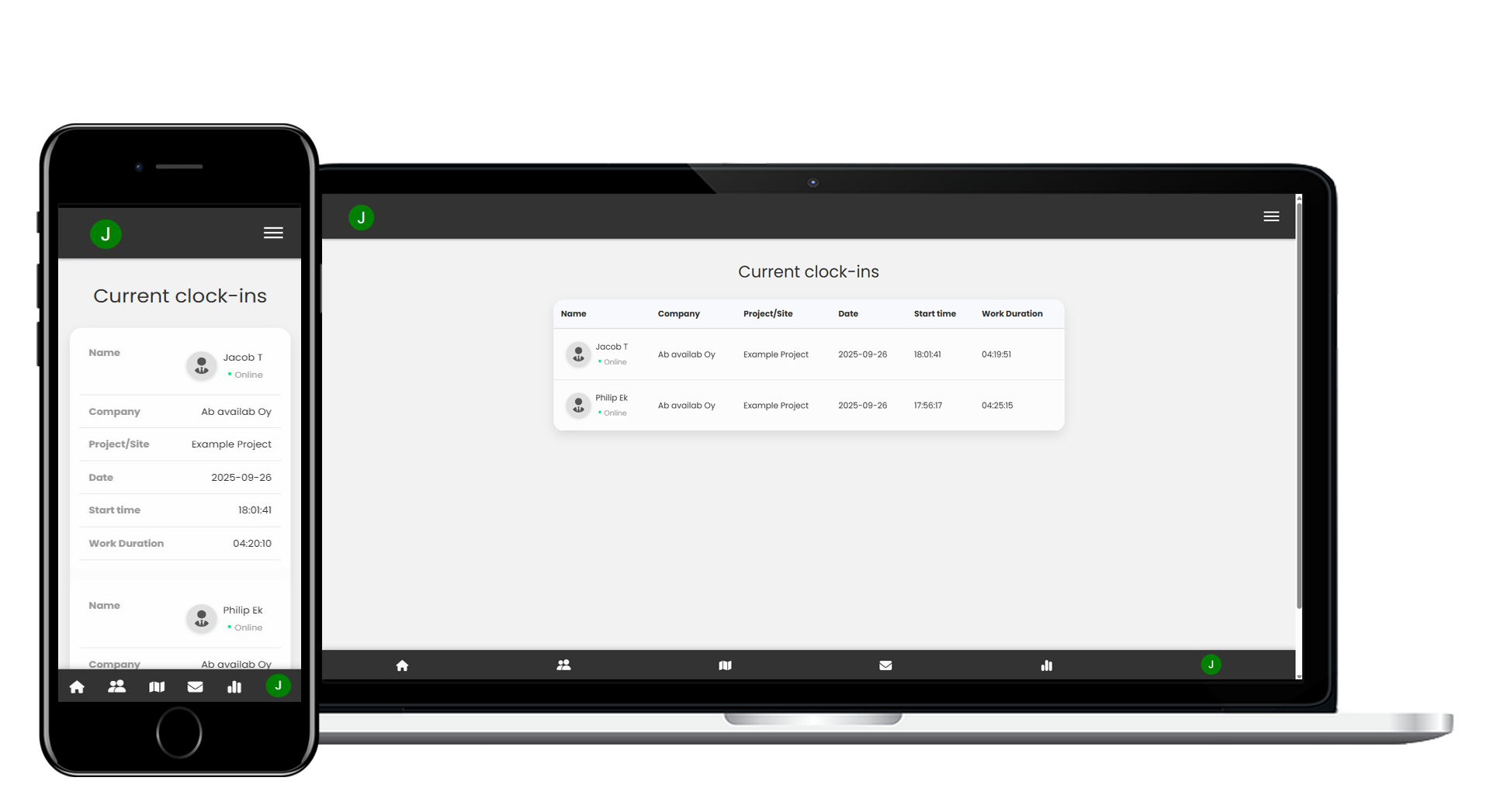 Attendance view JobClock